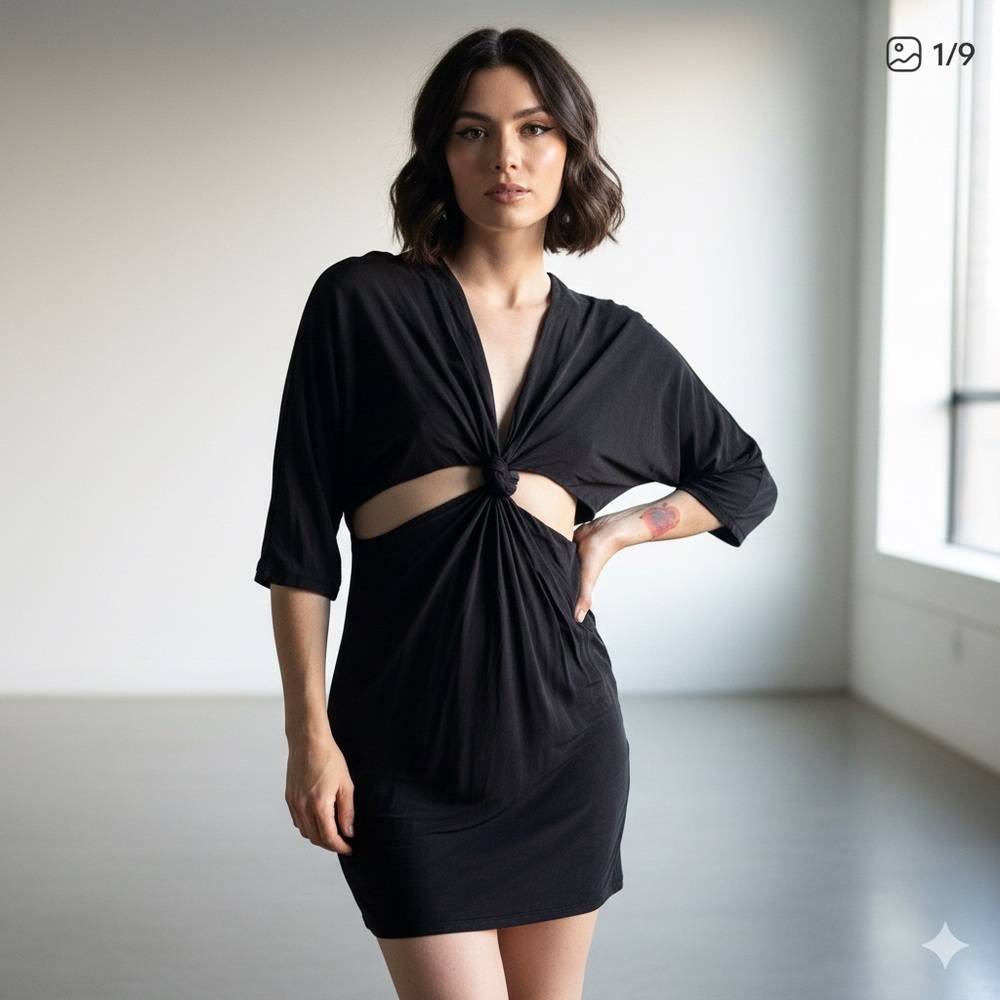 & Other Stories Sz XS Black Cut Out Mini Dress